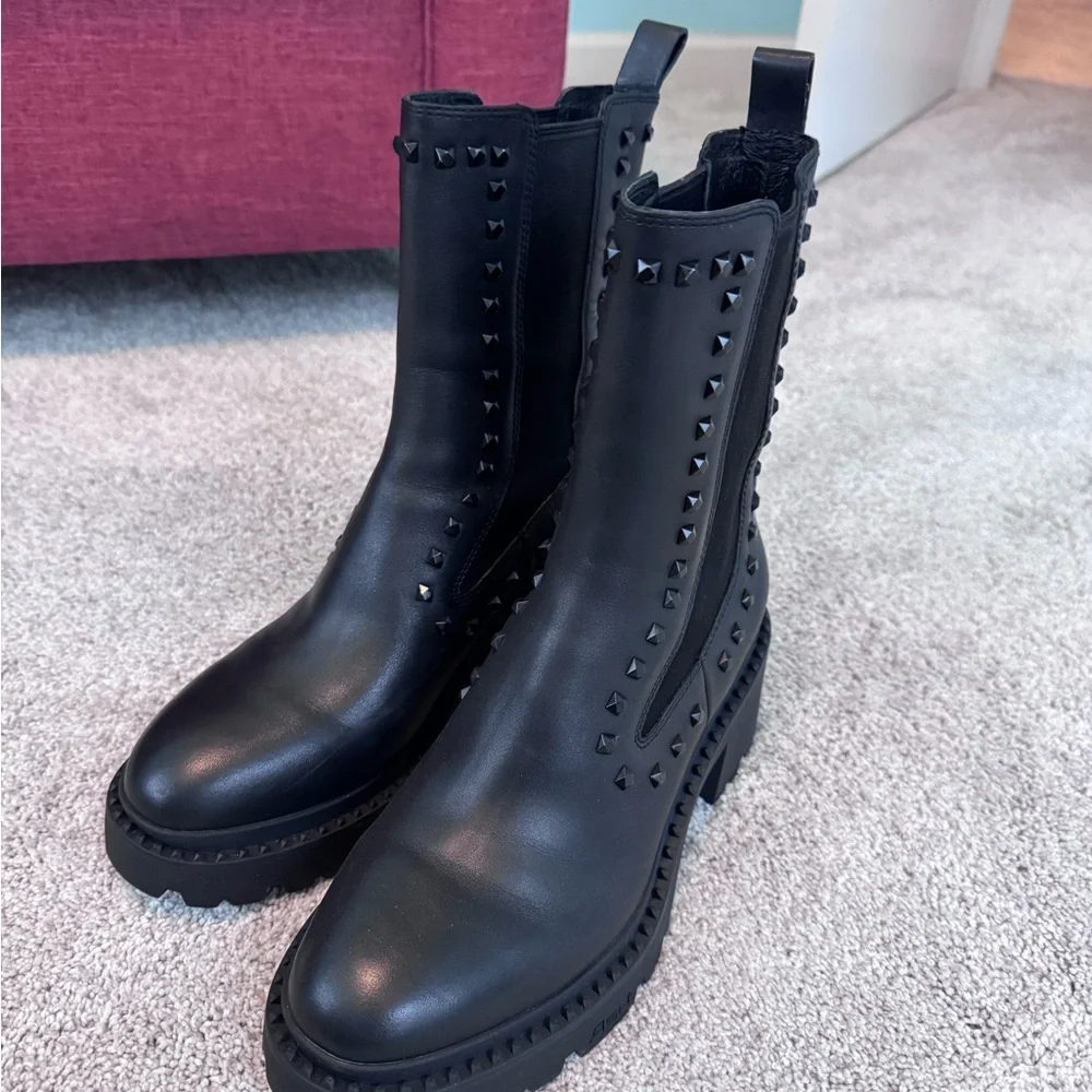 Studded Black Ankle Boots - never worn! - Picture 2 of 4